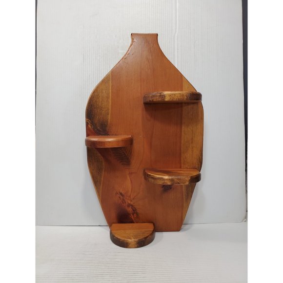 Vintage wooden Shelf, 4 Tiers Wall hanging, Handmade Home decor, Curio Display, - Picture 2 of 10
